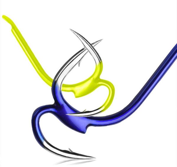 

fishing hooks 10pcs/lot carbon steel double fish hook strength tip sharp fighting with barbed gear for sea j342