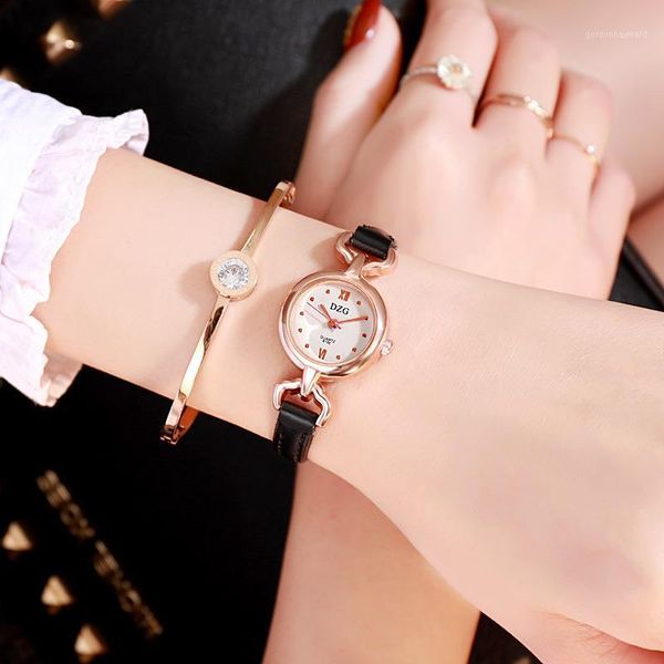 

wristwatches trendy fashion ladies watch simple casual atmospheric student small dial belt quartz, Slivery;brown