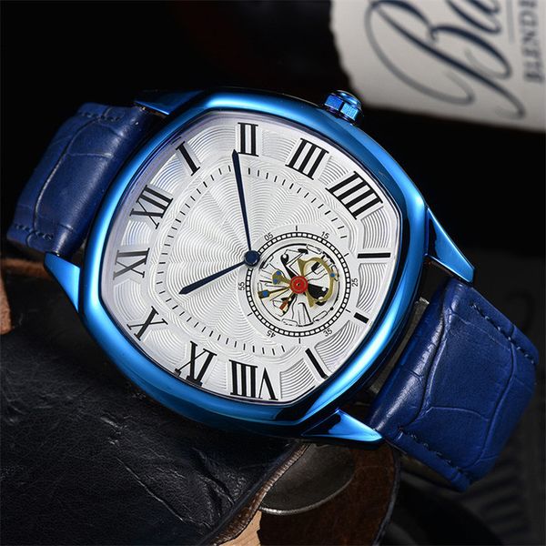 

4-men watch montre de luxe business designer simple roman numeral dial fashion quartz movement leather strap sports military watches mens, Slivery;brown