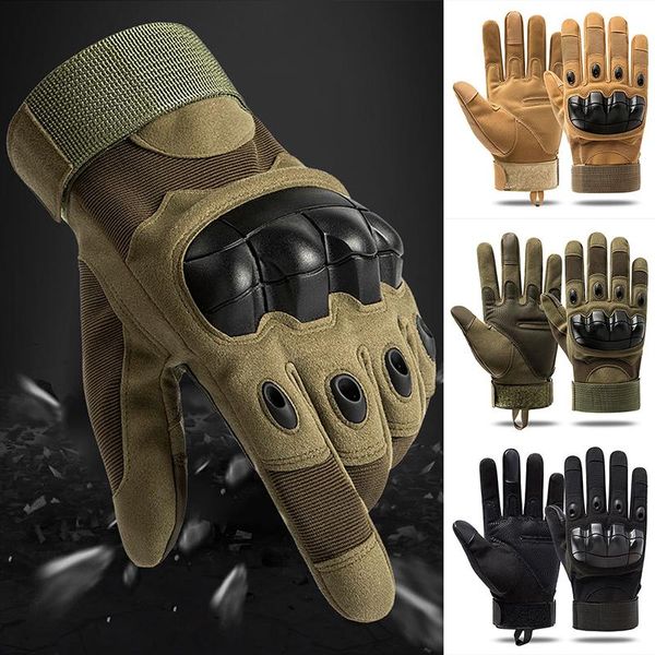 

cycling gloves military tactical full finger men touch screen paintball hard knuckle outdoor climbing riding army combat, Black
