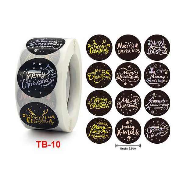 

gift wrap bronzing merry christmas stickers roll colorful 500-count round seals for cards envelopes box stock