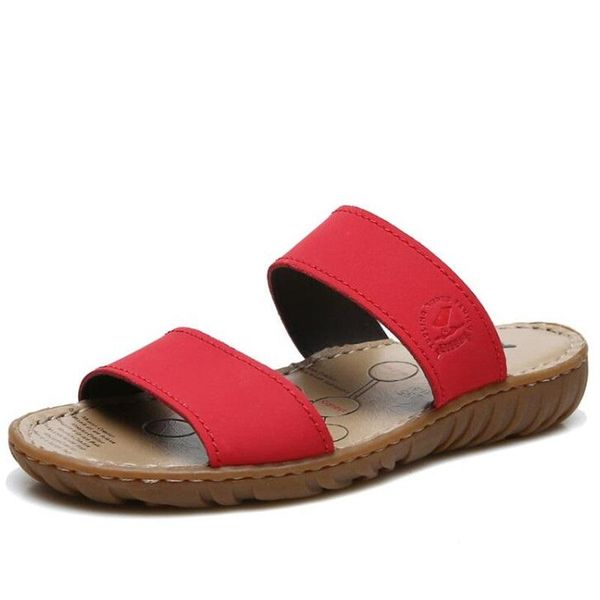 

slippers genuine leather women fashion summer waterproof beach shoes flat flip flops female lady slide sandals, Black