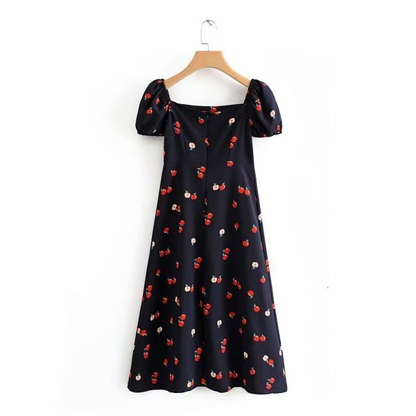 

dresses summer cash casual women's long apple print dress short sleeve holiday french style, Black;gray