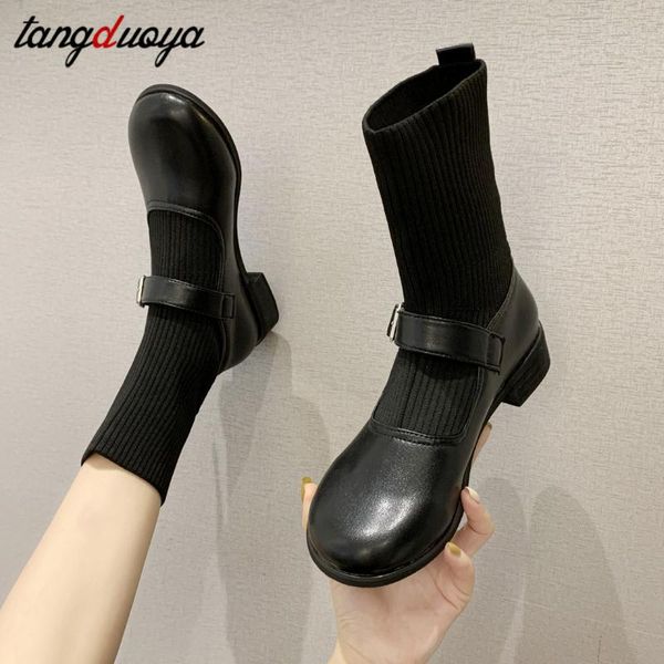 

dress shoes socks boots lolita women cute harajuku women's autumn boots-women fashion womens 2021 mary jane, Black
