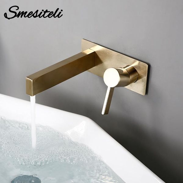 

bathroom sink faucet wash basin mixer tap bath solid brass single handle two holes wall mount and cold water swivel spout faucets