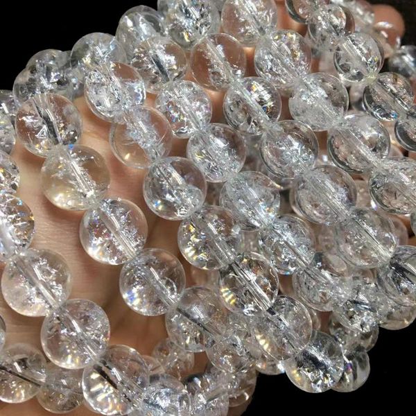 

link, chain natural himalaya energy quartz cracked crystal loose beads smooth round diy bracelet special charm for jewelry making earrings, Black