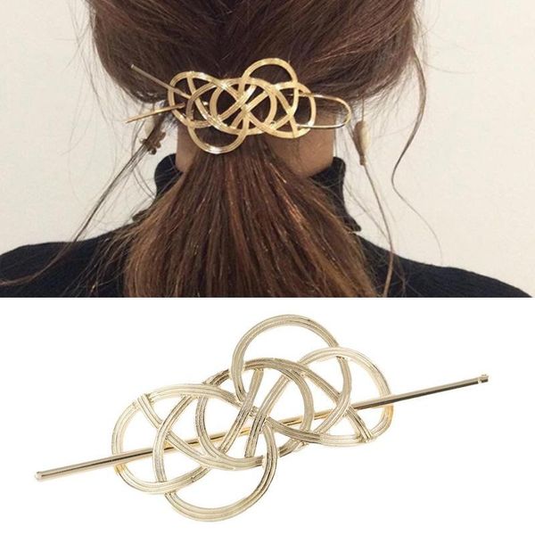 

hair accessories 1pc exaggerate alloy hairwear stick vintage hollow bend twine circles clip girls women's