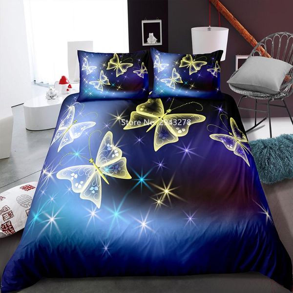 

noble golden butterfly pattern bedding set warm down duvet cover and pillowcase bedroom decoration home textile colorful print sets