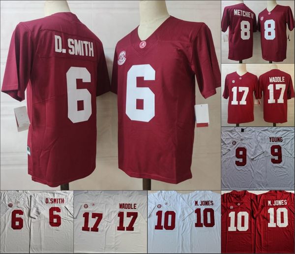 

ncaa alabama crimson tide jersey 6 devonta smith 9 bryce young 8 john metchie 10 mac jones 17 jaylen waddle 13 tua tagovailoa college footba, Black