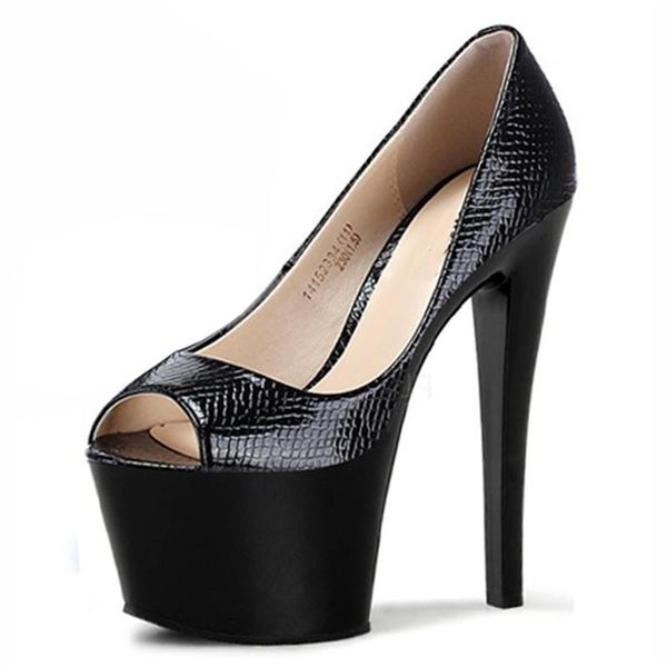 

the party platform peep toe high heel shoes 17cm black dress