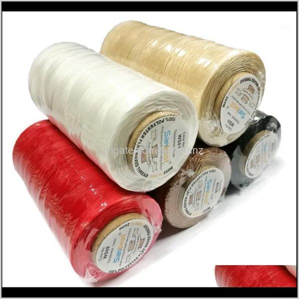 

yarn clothing fabric apparel drop delivery 2021 san 1mm 260 meter 22 colors durable leather waxed cord for diy handicraft tool s, Black;white