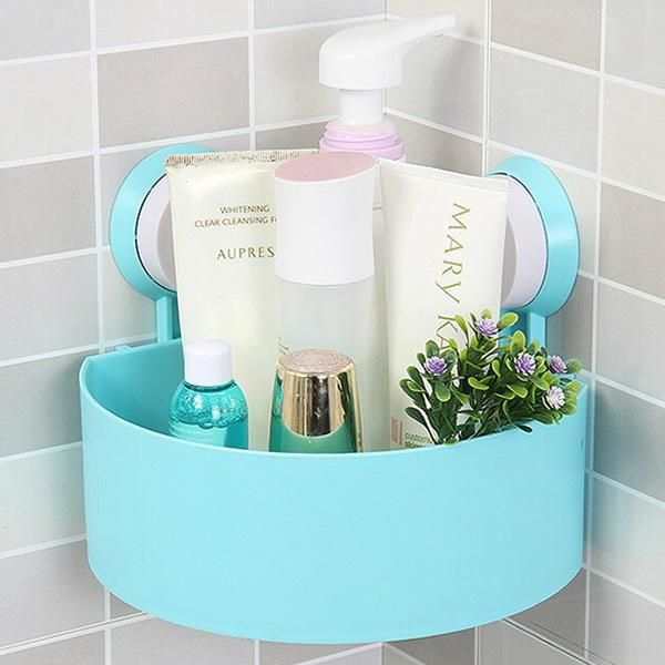 

bath accessory set plastic sucker corner shower shelf bathroom shampoo portable holder household rack organizer de bano home garden be50bs