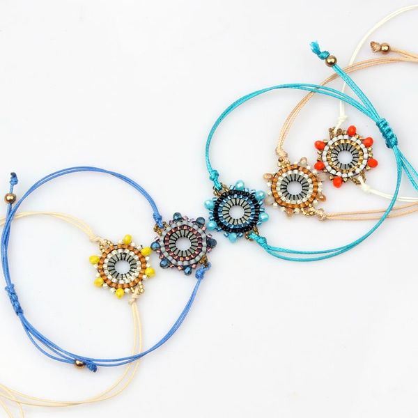 

bohemian hand-woven rice pearl crystal bracelet link, chain, Black