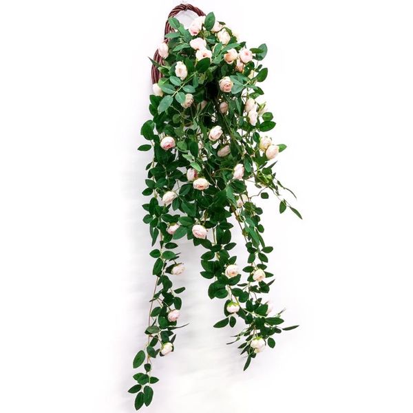 

decorative flowers & wreaths artificial flower basket rattan fake plant vine decoration wall hanging roses home decor accessories wedding wr