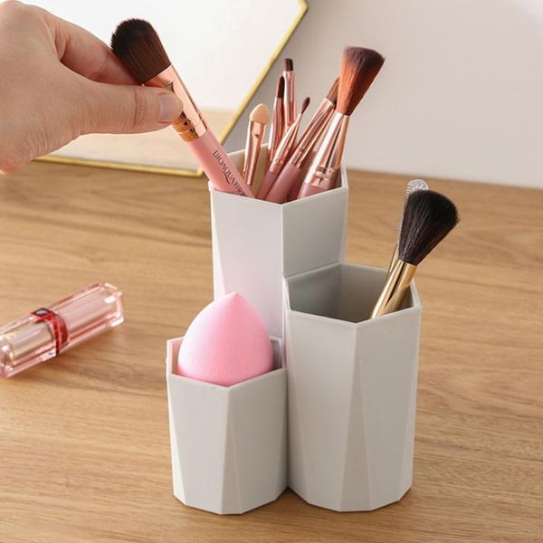 

lattices box cosmetic make-up brush storage table organizer makeup nail polish holder make up tools pen boxes & bins