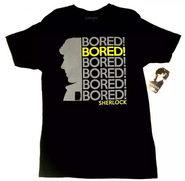 

BBC Sherlock BORED BORED BORED T-Shirt NWT Licensed & Official, White;black