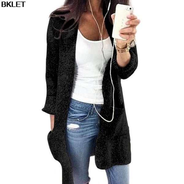 

women's sweaters 2021 women winter sweater open stitch cardigans long cotton plus size s--5xl solid female with porket, White;black