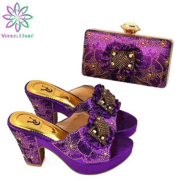 

arrival african italian shoe and bag sets summer high heeled shoes for women matching bags party dress, Black