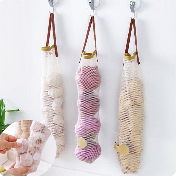 

storage bags kitchen fruits vegetables hanging bag reusable grocery produce s mesh ecology shopping tote onion organization