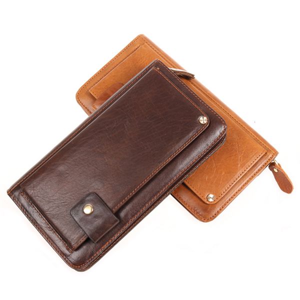 

wallet head leather men's handbag business long multi card, Red;black