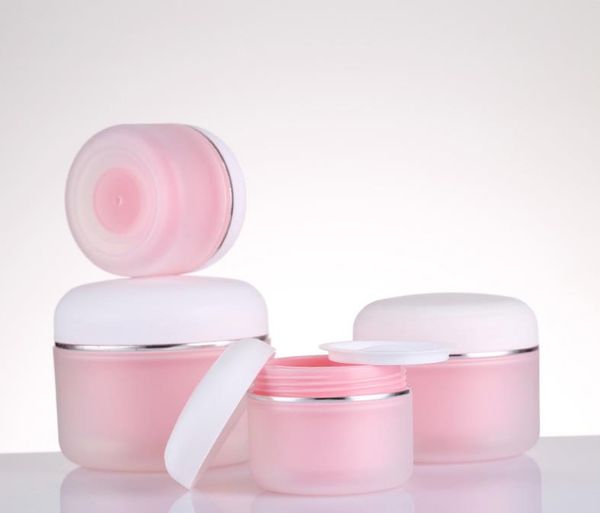 30g 50g 100g 150g Bottiglie di vasetto di crema cosmetica rosa di plastica con coperchi, contenitore di creme per cosmetici in polvere Confezione di bottiglie SN2218