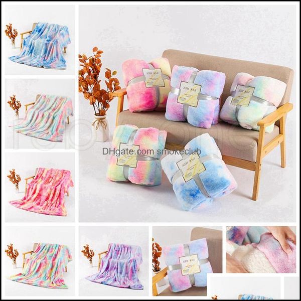 Textiles Home Garden160 * 130Cm Tie Dye Fuzzy Throw Coperta Doppio strato Shaggy Coperte Camera da letto Tappeto Biancheria da letto Divano Er 5 Disegni Rra3832 Dr