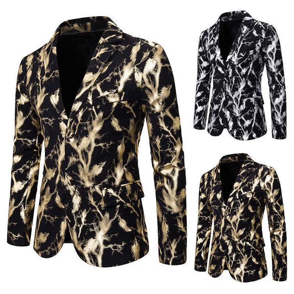 

& blazers suits men's slim fashion gilt printed suit dress show coat x131, White;black