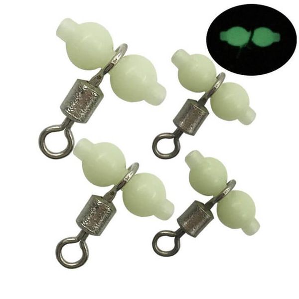 

100pcs 3 way luminous cross line rolling fishing swivel hook fishhooks connector saltwater freshwater brass nickle hooks