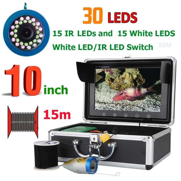 

cameras 10 inch 15m 1000tvl fish finder underwater fishing camera 15pcs white leds + infrared lamp for ice/sea/river