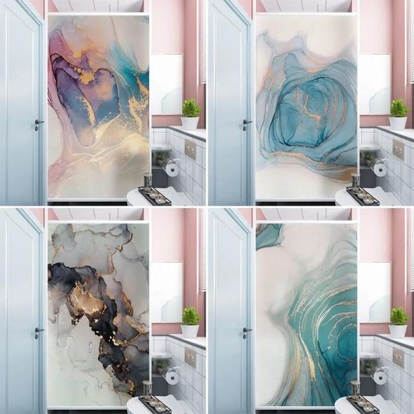 

window stickers custom size marbling static film privacy non-adhesivefor bathroom home decoration stained glass frosted tint