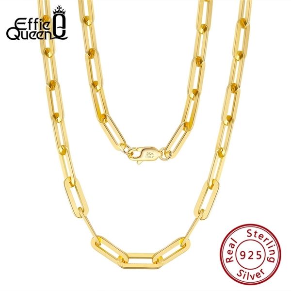 Effie Queen Italian Paperclip Chain Link Collana 925 Sterling Silver 14k Gold 16 