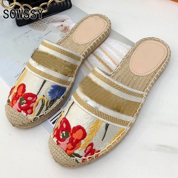 

80% off store online spring summer new weave women's slippers retro style vamp embroidery design fisherman shoes classic comfortable ca, Black