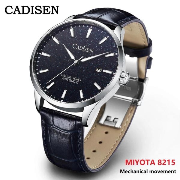 

wristwatches cadisen 2021 mechanical automatic men luxury wristwatch sapphire crystal watches genuine leather 100m waterproof clock, Slivery;brown