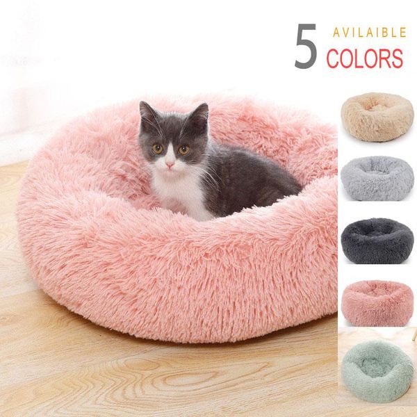 

kennels & pens round pet bed plush warm mat beds anti-slips for animals soft cat portable pets supplies cama para gato dog