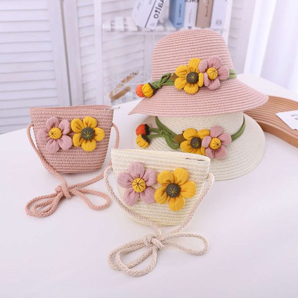 

children's female summer princess beach protection parent child straw sun cool hat baby fisherman's, Yellow