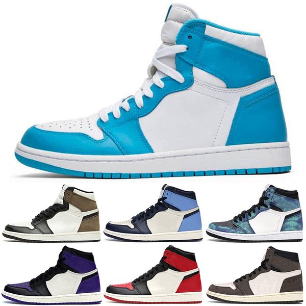 

new basketball shoes 1s men 1 turbo green hyper royal unc dark mocha obsidian tie dye court purple bred toe cactus jack chicago trainers sne, White;red