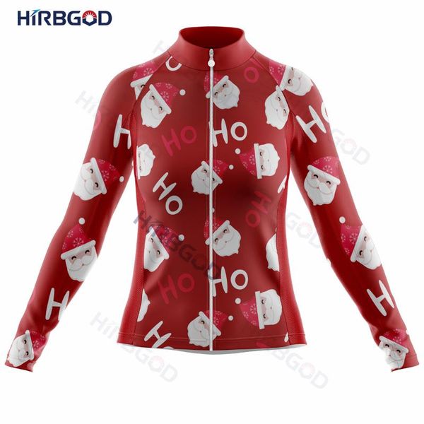 

racing jackets hirbgod 2022 red cute white beard christmas women's long-sleeved cycling jersey autumn quick dry wear clothes, Black;red