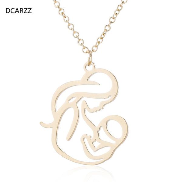 

pendant necklaces dcarzz mothers children necklace gold rose long chain stainless steel cute pendants punk jewelry party woman gift, Silver