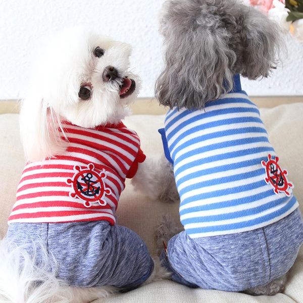 

striped anchor pet dog jumpsuits clothes winter warm sport bathrobe pajamas thick coats clothing for dogs cat teddy apparel