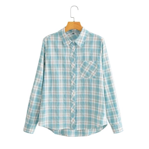 

simple plaid shirts women oversized shirts female single buttons blouse clothing long sleeve button 210524, White
