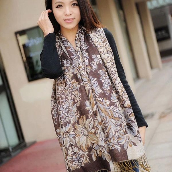 

scarves autunm winter ethnic style women wraps all-match oversized scarf tassels print female travel shawl, Blue;gray