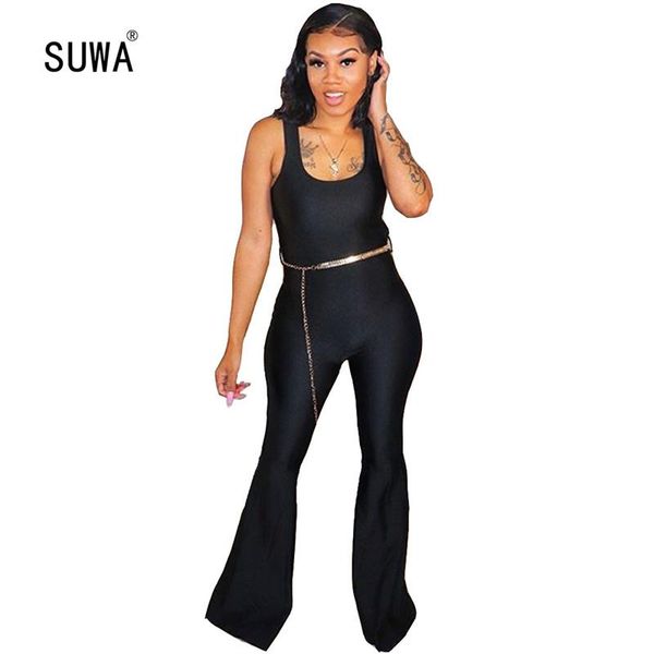 

women's jumpsuits & rompers women and summer casual black overalls jumpsuit sleeveless flare slim fit club party streetwear, Black;white