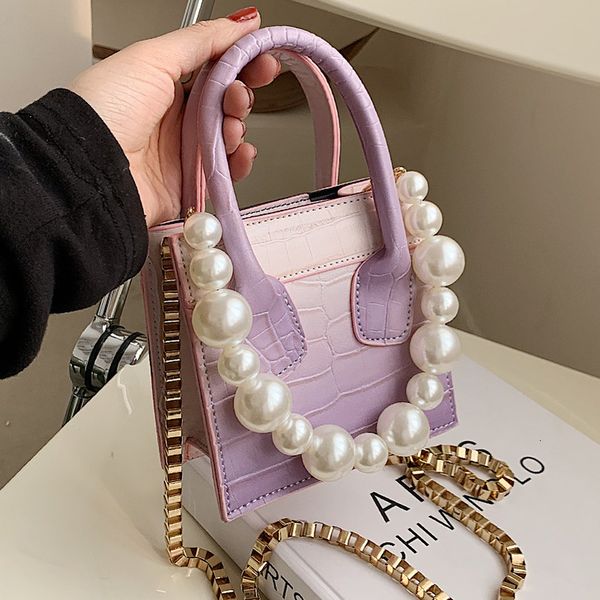 

western style women's 2021 fashion net red cross carrying small square mini portable pearl bag