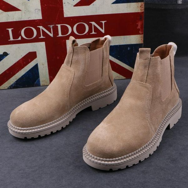 

boots italian design men's casual desert natural leather shoes outdoors cowboy boot platform ankle botas masculina zapato hombre, Black