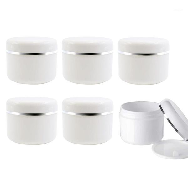 

storage bottles & jars 6pcs 50ml 50g empty round white cosmetic contianer with liners and dome lids for samples cream lotion bpa free
