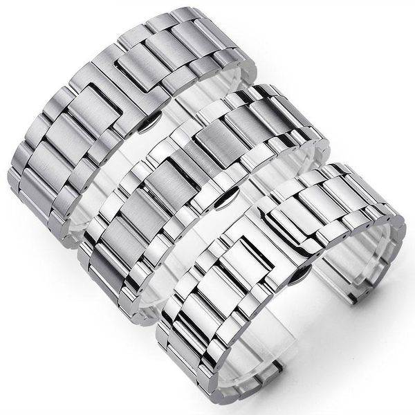 

watch bands pointer stainless steel watchband 18mm 20mm 22mm 24mm polished matte deployment buckle replacement bracelet band strap, Black;brown