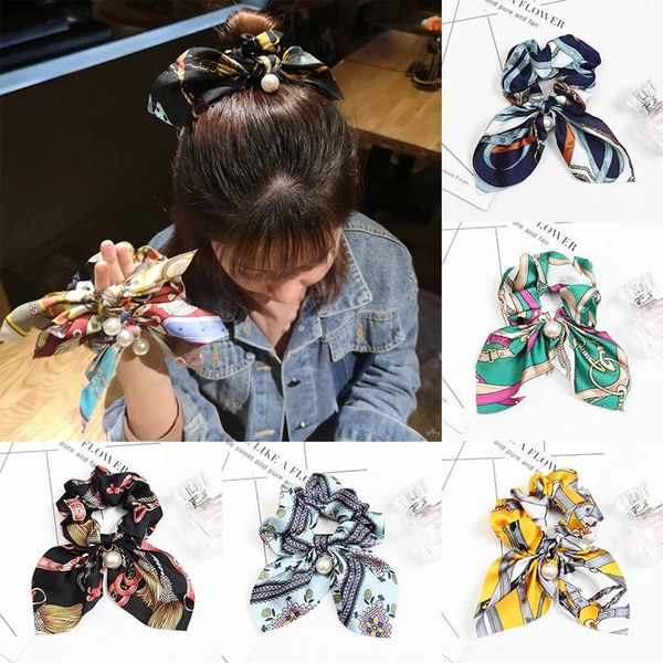 

sell wholesale silk cute hair tie peal elastic band for trendy girl accessories