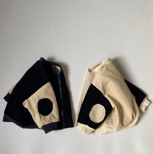 

jackets 2021 arrival girls boys thicken corduroy patchwork coat cotton winter full sleeve fashion kids coats 1-7 years qa310, Blue;gray