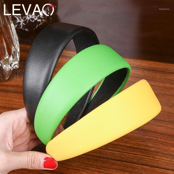 

levao black headband hair bezel pu leather hairbands middle knotted headbands solid color head hoop for women accessories1
