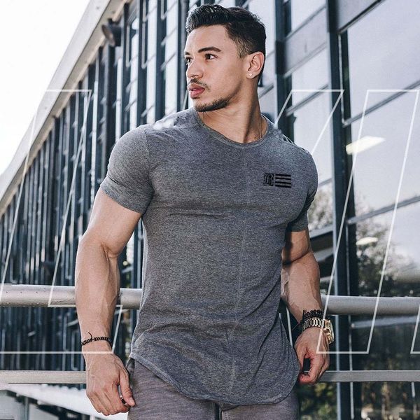 

men's t shirts muscle boys fitness summer sports cotton short sleeve trend, White;black